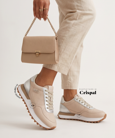 TÉNIS LIU JO EVELYN 915 BEIGE SILVER