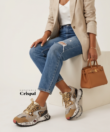 TÉNIS EXÉ 134-10 LEOPARD TAUPE